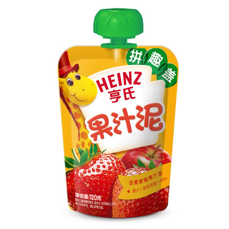 亨氏 Heinz4段 婴幼儿辅食 宝宝零食 苹果草莓 乐维滋婴儿辅食水果泥120g1-3岁适用