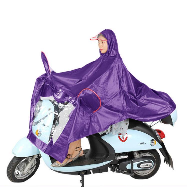 柯锐迩电动电瓶车雨衣全身加大加厚男女防水雨披骑行防暴雨遮脸成人雨衣紫色加大码