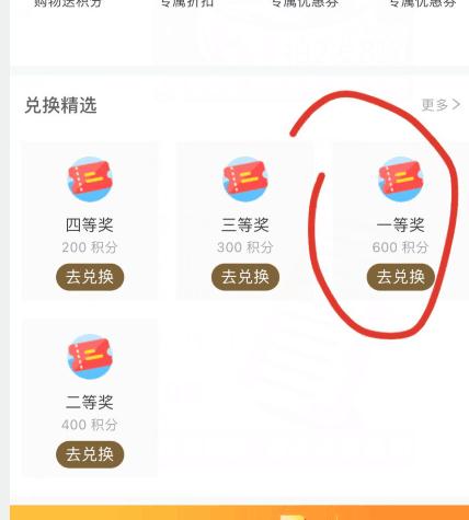 店铺首页看看有没有600积分,可换一等奖259-60券