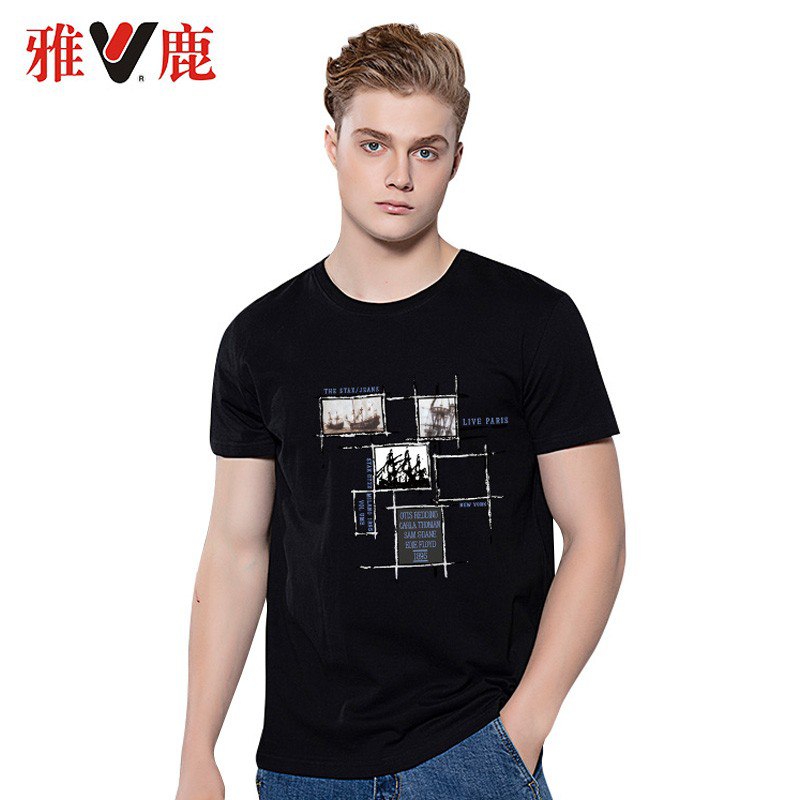 雅鹿 款纯棉男士短袖t恤