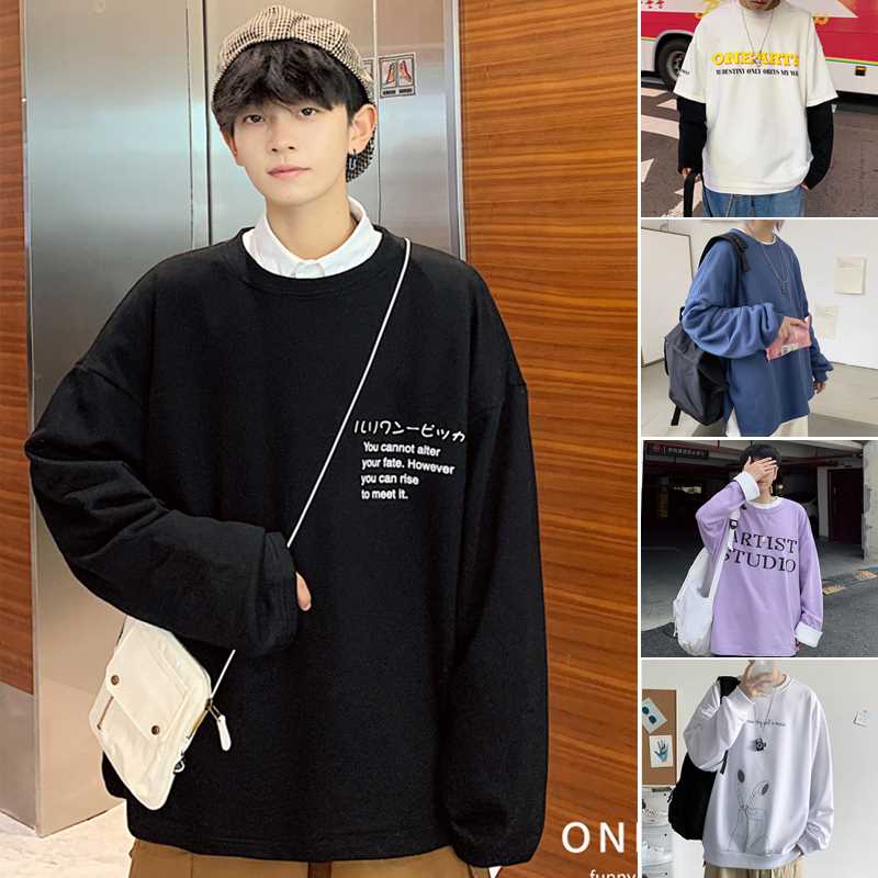 1. 领券加购物车1件男女都有 这个是男女同款港风圆领假两件秋冬上衣(q02IcgSfELl)/