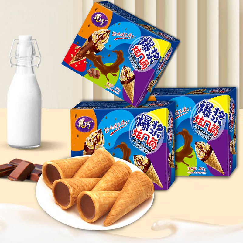 0点拍3件 29.8元 真巧旗舰店巧克力夹心爆浆旋风筒264g*3盒)j7p82BN0ALA)/ CZ11//大人小孩都爱吃的馋嘴零食吃着超过瘾~酥脆表皮 一口爆浆