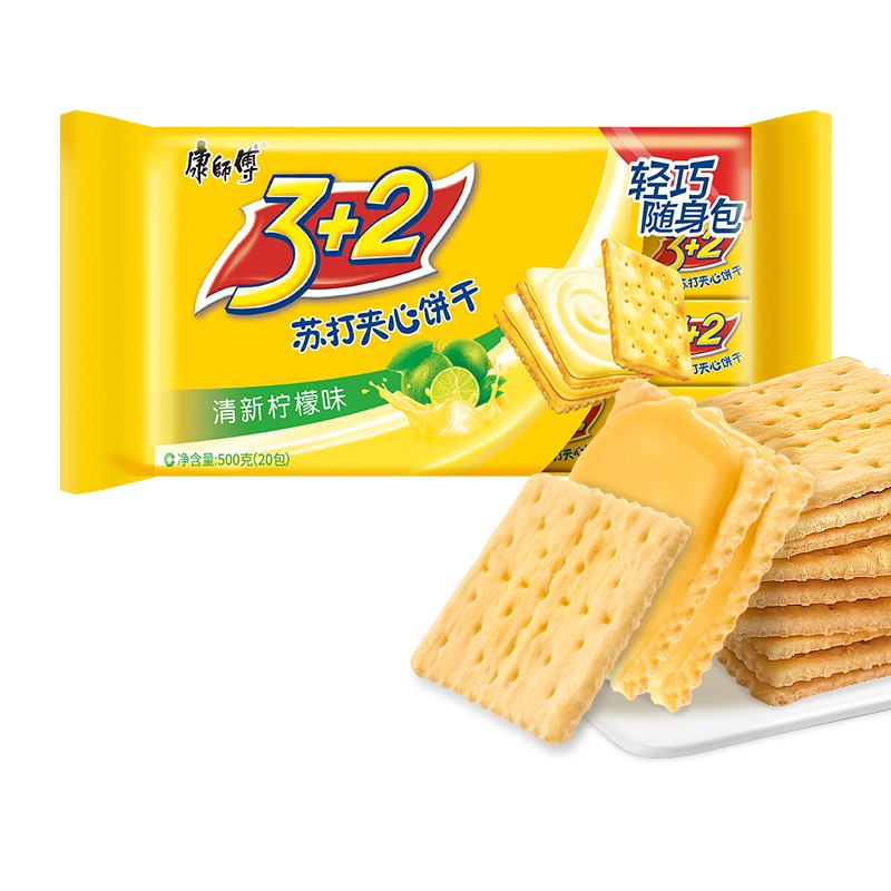 【京东】康师傅 3 2 苏打夹心饼干 500g *8件 78亓 (合9.75亓/件) 
