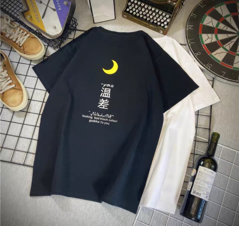 14.9元 文艺男女旗舰店潮印花纯色宽松休闲T恤多款(ESqJcyHYf1j)/