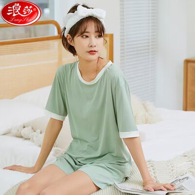 0点开始   29.9💵【浪莎服饰全品店】家居服女夏季冰丝睡衣)Ve83ds7eIGP)/ CZ11//