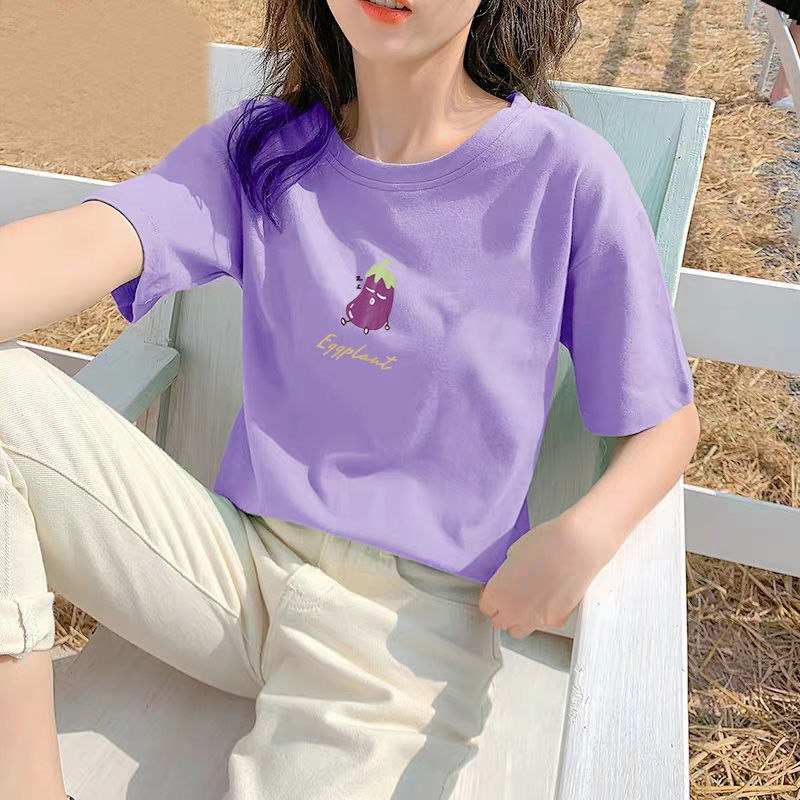 韩版百搭夏季新款水洗纯棉水果ins字母印花宽松短袖T恤女学生上衣7.9元