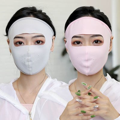 口罩女夏季薄款防晒冰丝口罩防尘防紫外线骑车透气全脸遮阳大面罩