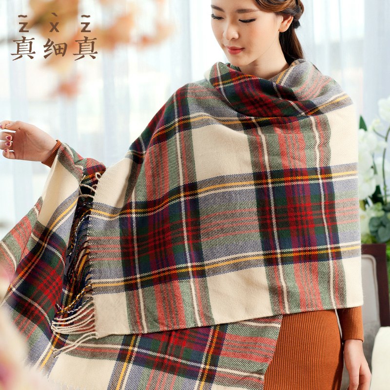 10.9元 真细真旗舰店仿羊绒毛线格子围巾(uEQacsgpY6t)/