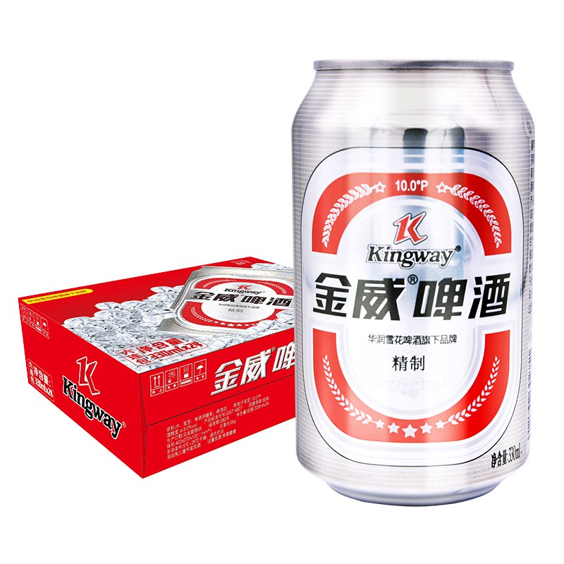 【大 】【京东自营】 威啤酒（Kingway）精制啤酒10度330mL*24听
