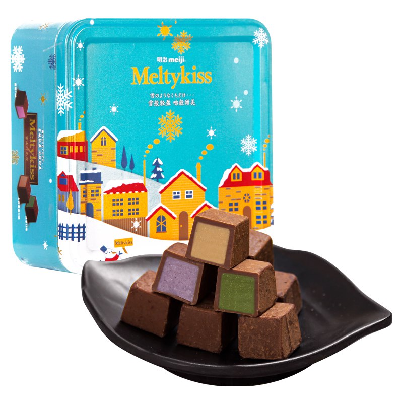 明治雪吻巧克力蓝罐80g三种口味混合装某东25可满199减100