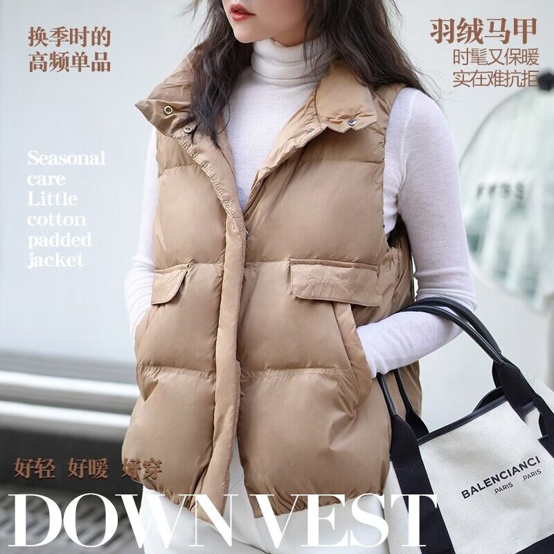 99元【Bazaarred旗舰店】芭莎秋冬红翻盖羽绒马甲女)fK5e2znWuo4)/ CZ11/