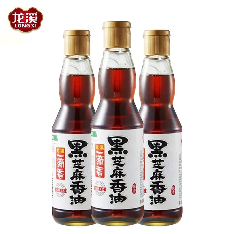龙溪 黑芝麻香油 455ml*3瓶