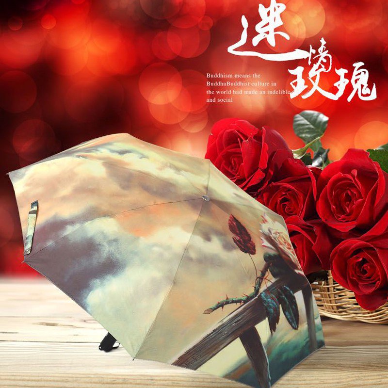 自动折叠太阳伞，女孩子看看，好多图案，直男感觉挺好看的 →_→16.8 