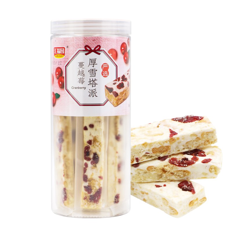 汇福园 雪花酥蔓越莓味奶芙条牛轧糖果下午茶点心零食小吃独立包装200g