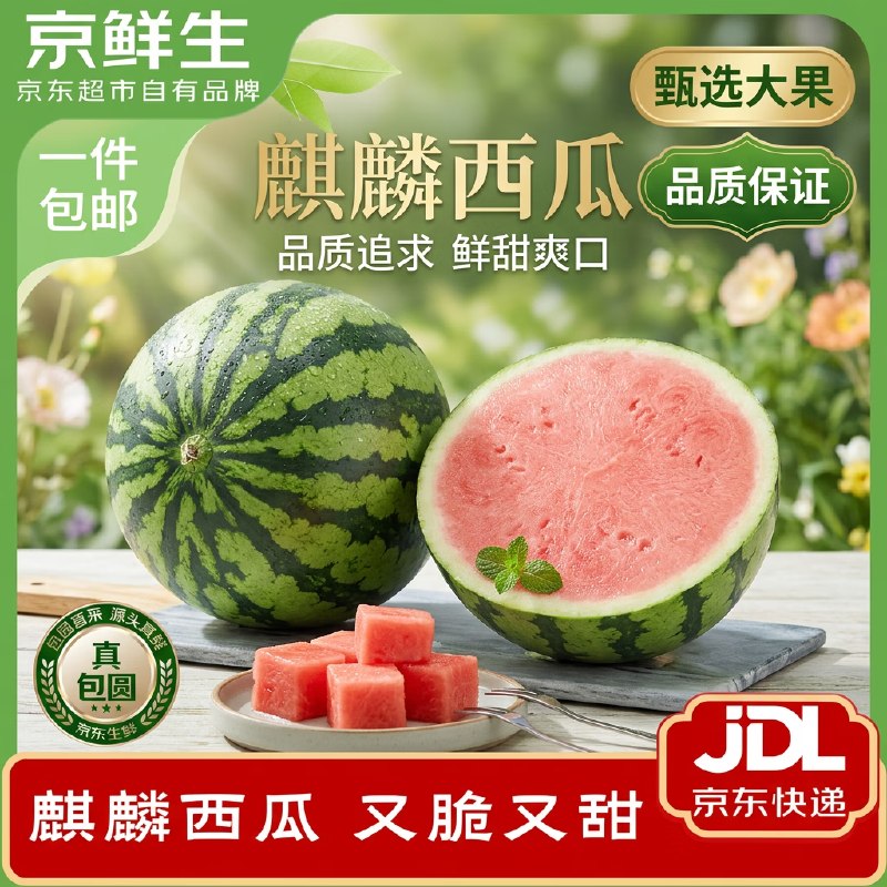 快抢!!这忦抄.底了【自营】京鲜生 无籽麒麟西瓜拍下29.9元得【9-11斤装】多款赠品可选！！下单留意~--①先领云南50-5消费卷mp://5LQVoVqZIrlAh6m②加购下单