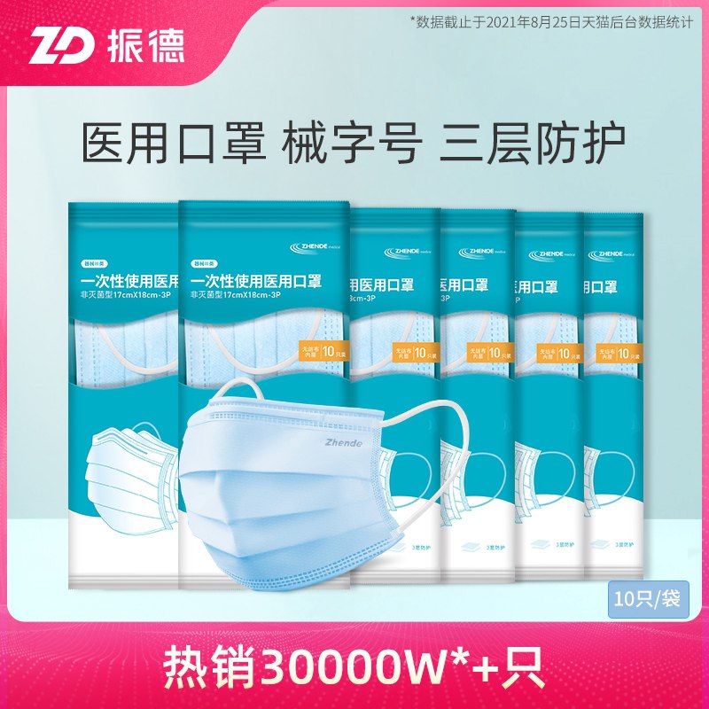 16.9元 ZD振德旗舰店医用三层一次性口罩120只(d4pzXLeWXiA)/