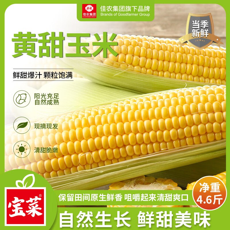 【自营】佳农 宝菜带皮水果玉米拍下14.4元得【4.6斤】单根300g+