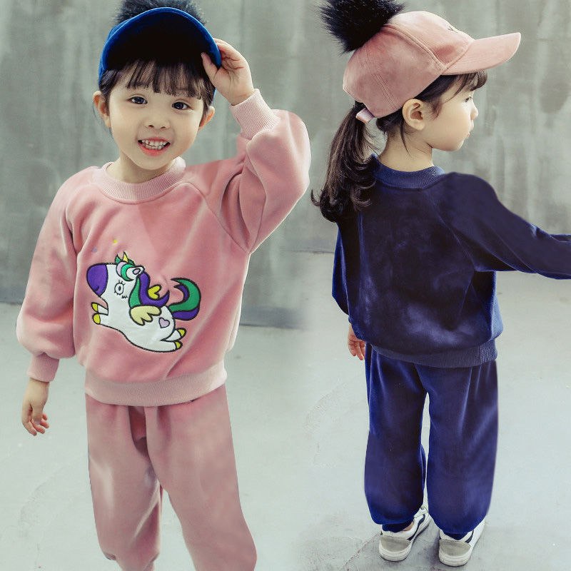 男女童金丝绒洋气卫衣两件套 