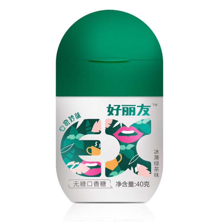 Orion 好丽友 EX 休闲 无糖 口香糖 绿茶薄荷味 40g/瓶 