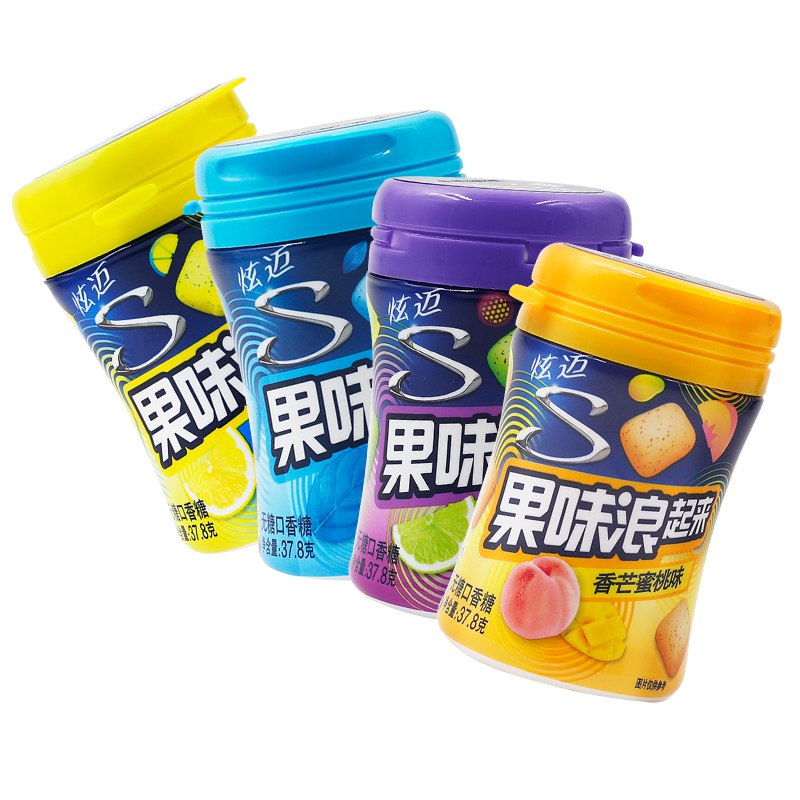 炫迈（Stride）果味浪起来无糖口香糖解馋小零食 全口味系列 37.8gX4口味组合