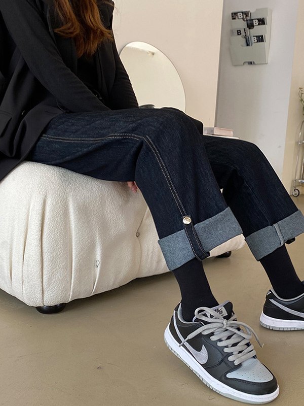 49元【G58服饰旗舰店】高腰加绒秋冬阔腿烟管牛仔裤(JZvP2ao4XmP)/