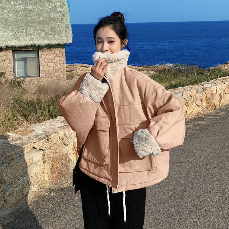 1.领券加购物车1件短款羊毛羔棉衣外套(9zcacPwsp02)/