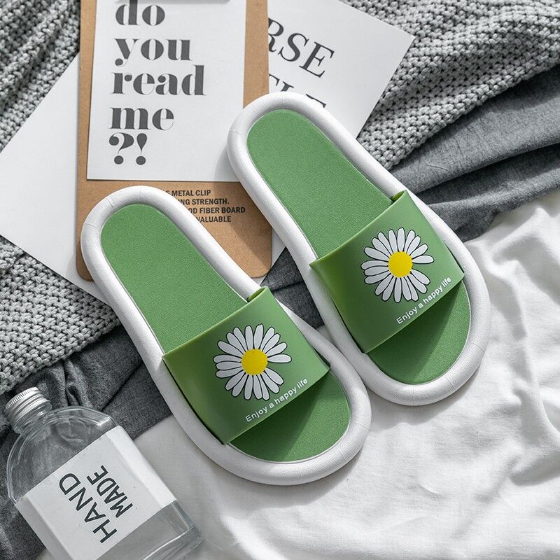 女生韩版网红小雏菊厚底柔软拖鞋