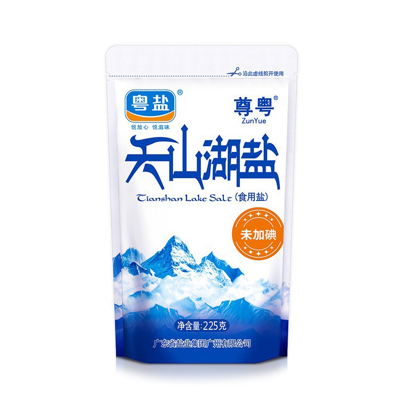 粤盐 无碘盐 湖盐 225g， 