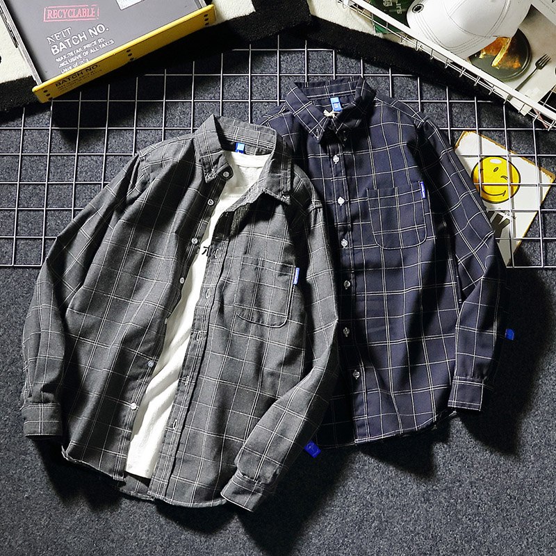 ①领券加购物车1件②领商品下300-30购物券日系潮牌青少年格子衬衫  (Vzv9cVJn8M5)