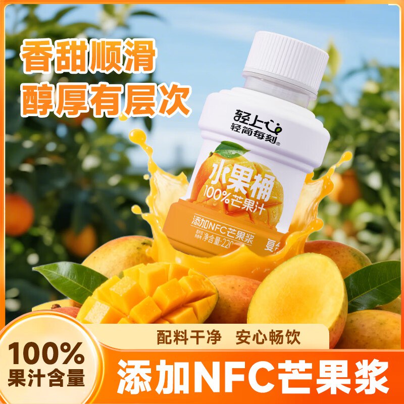 轻上 水果桶100%芒果汁220ml*10瓶