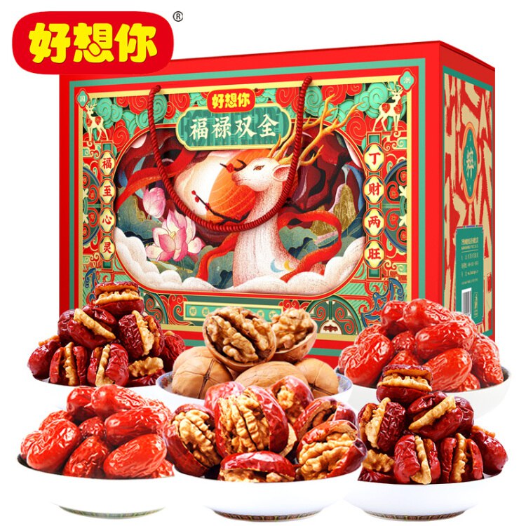 好想你 坚果蜜饯 红枣核桃零食大礼包 福禄双全2072g