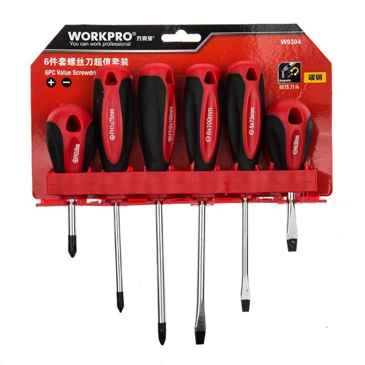 0点 万克宝（WORKPRO）W9304 优质碳钢带磁性螺丝刀套装 9.9