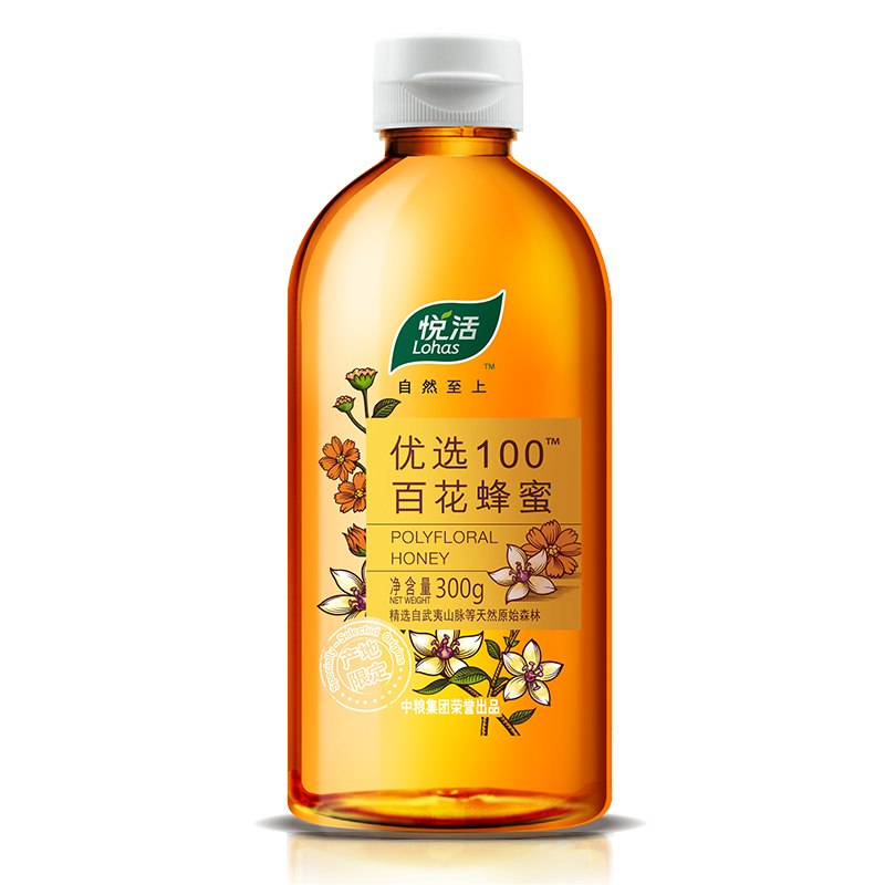 【京东自营】中粮 悦活 优选100 百花蜂蜜300g/瓶