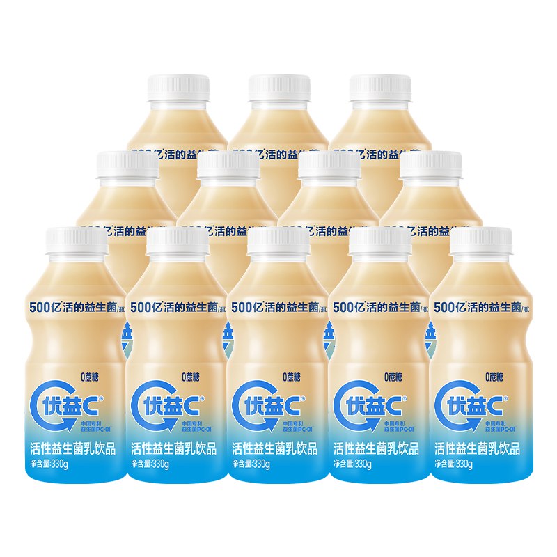 自营蒙牛 0蔗糖优益C原味330g*12瓶