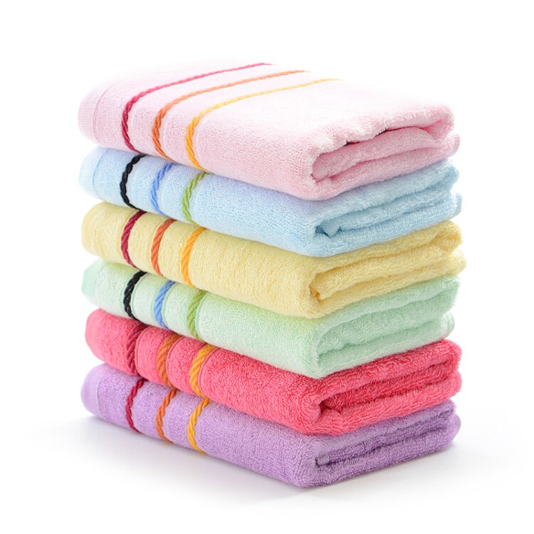 【京东】竹一百 毛巾 竹纤维洗脸大毛巾 彩条款 混色六条装 105g/条  