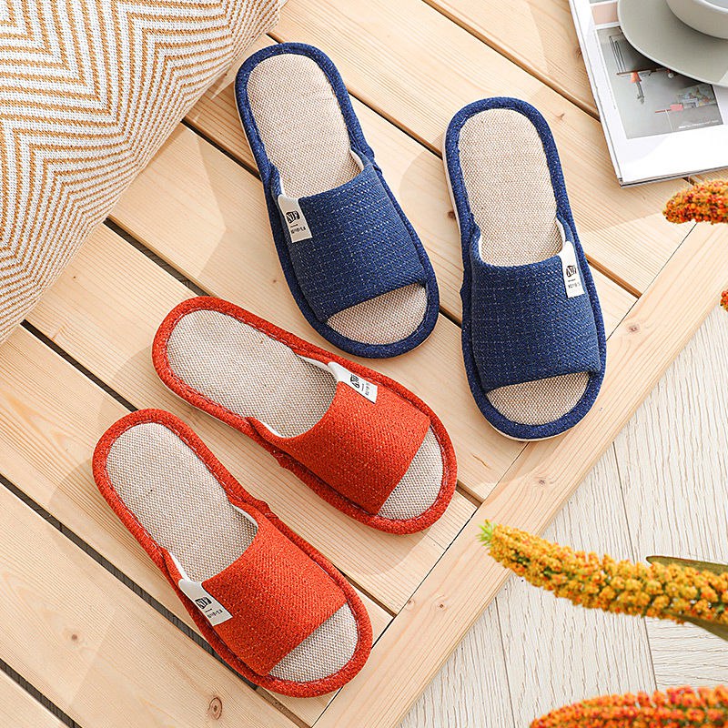 拖鞋女居家用亚棉麻夏2020新款室内防滑男士情侣静音凉拖四季通用