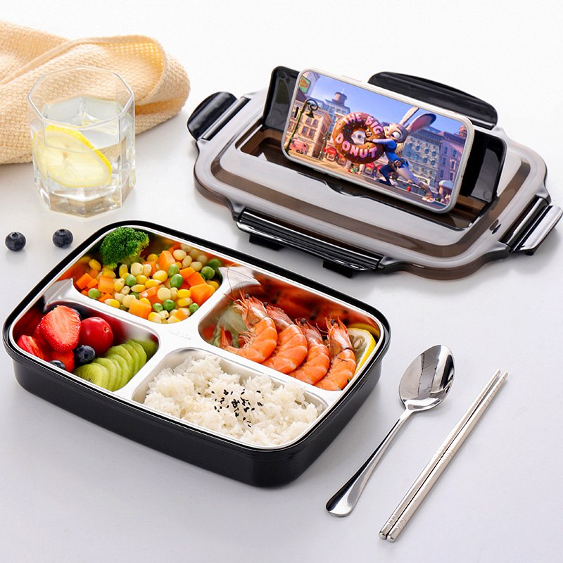 【京东自营】爱思得（Arsto）304不锈钢饭盒便当盒4分隔注水保温加热学生饭盒带筷勺京东报价：36.90元/件