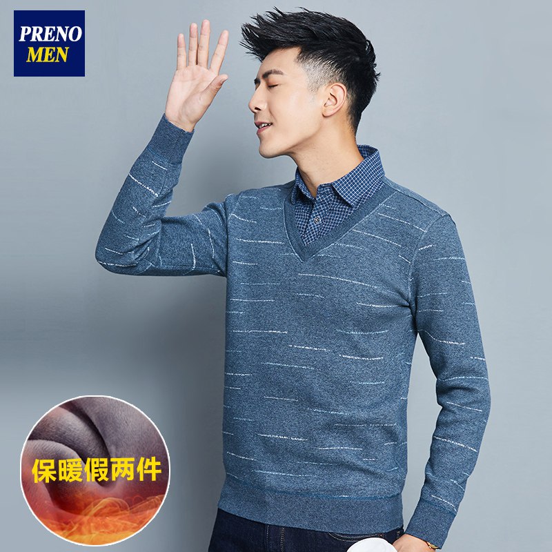 加绒加厚男士长袖假两件   (JzzSYCQfaf6)    49.9起订单提交公众号「花选好物」