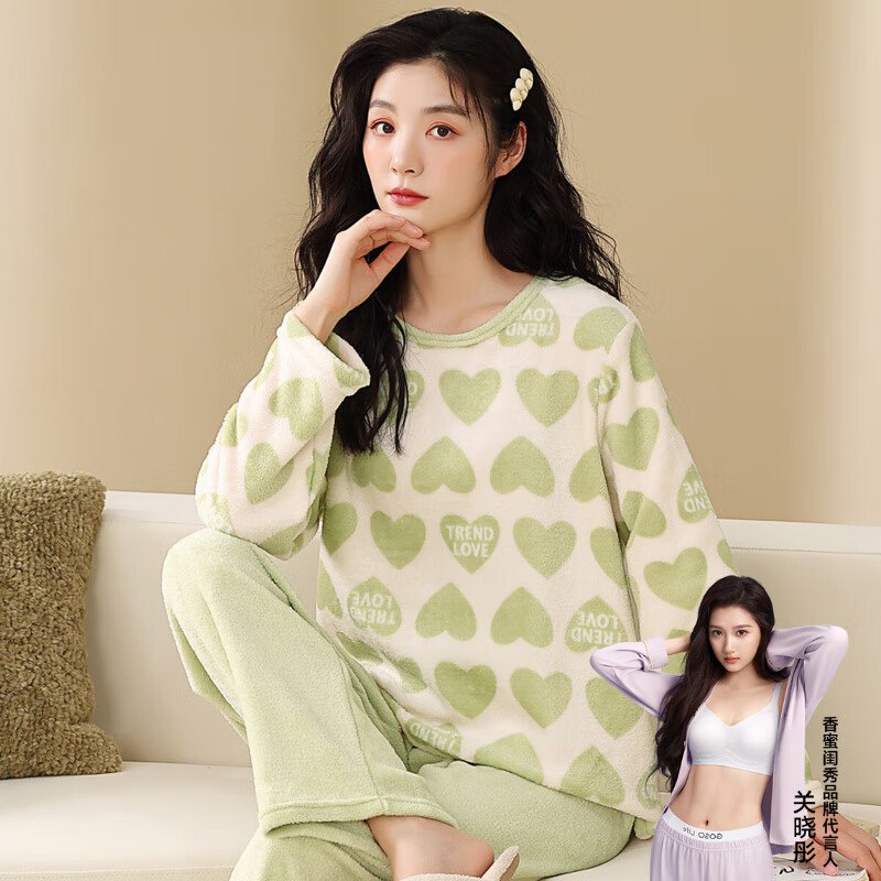 香蜜闺秀女肤暖绒家居服套装