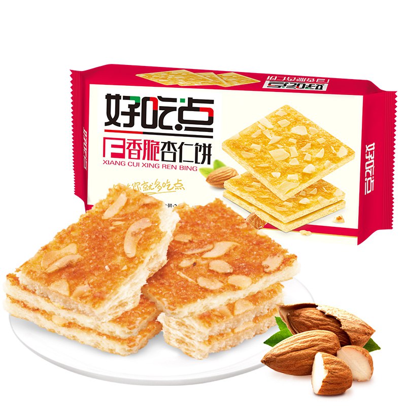 达利园 好吃点香脆杏仁饼208g休闲零食早餐饼干点心（新老包装随机发货）