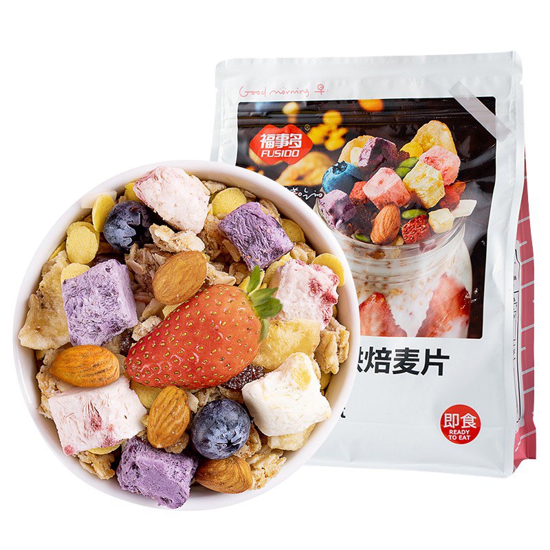 福事多 酸奶麦片550g果粒烘焙坚果即食燕麦片加量装冲饮谷物营养早餐零食牛奶搭档