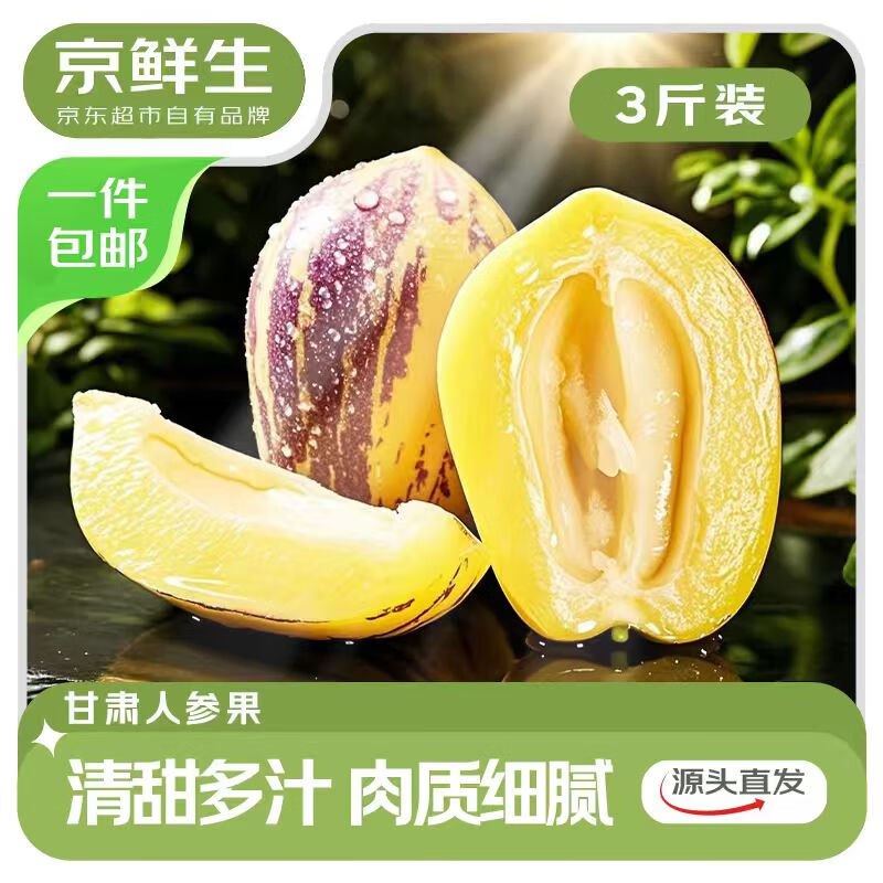 自营京鲜生 甘肃沙漠人参果净重3斤 单果100g+折4.3/斤！！拍下【12.9元】