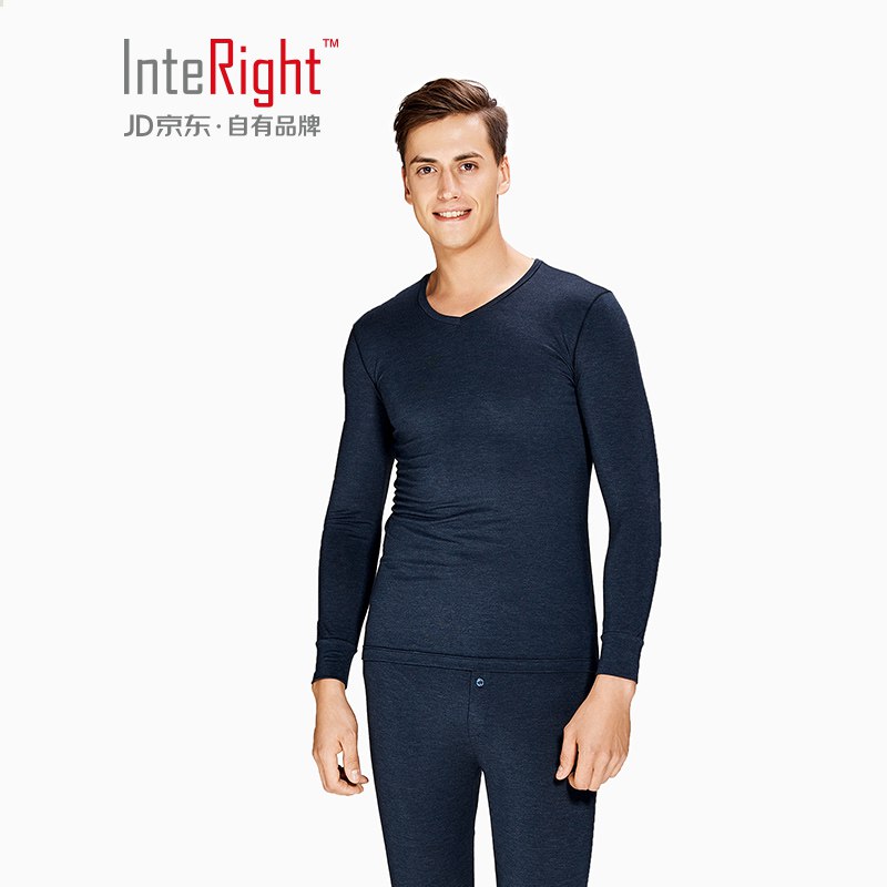 【京东】INTERIGHT 男士V领保暖内衣套装*2件 53.4元（合26.7元/件）