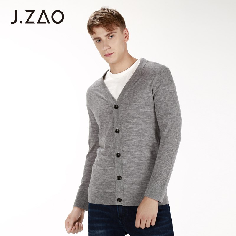 59.00  J.ZAO 男士美利奴羊毛基础开衫 
