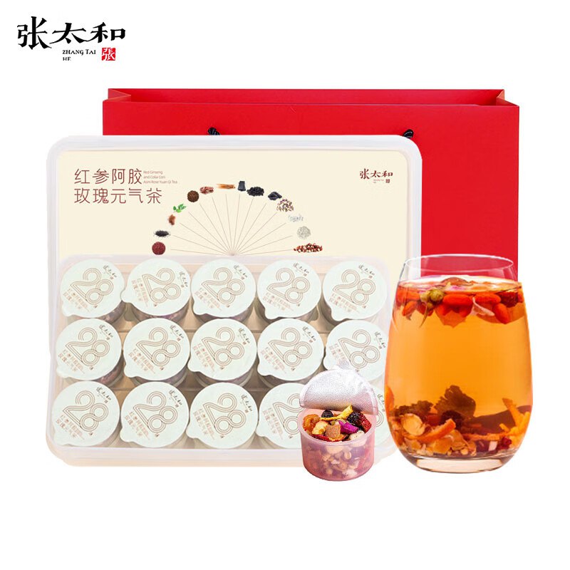 张太和 红参阿胶玫瑰元气茶28味 630g*1盒