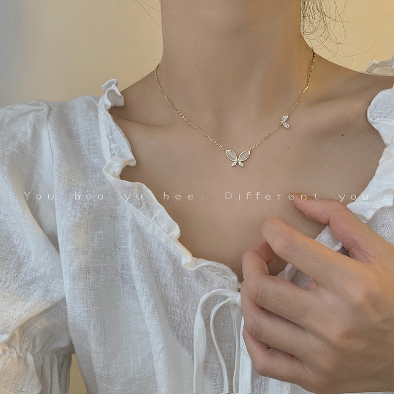11.9元 有薄与荷高级气质蝴蝶贝母女项链(4XLTXeR8dQE)/