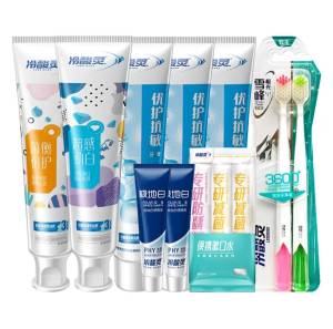 1.领券加购物车1件冷酸灵美白全家福12件套装到手共牙膏5支+牙刷2支+漱口水3条+极地白便携装2支(T7Fb2EuZXm4)/