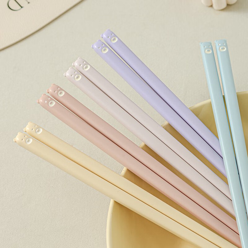 木雅轩（熊宝5色)合金筷子5双