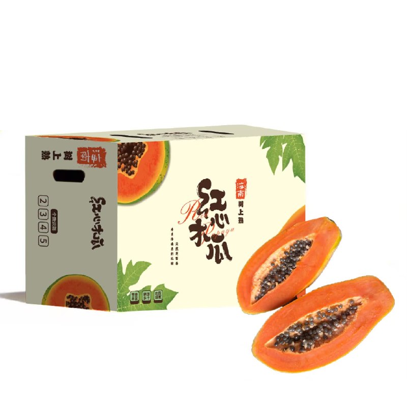 【自营】京鲜生 海南红心木瓜礼盒净重4.5-5斤 单果500g+