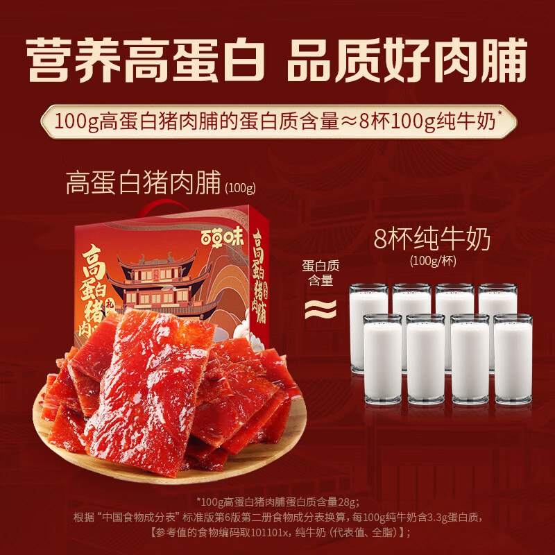 自营百草味 零食合集神忦高蛋白猪肉脯408g
